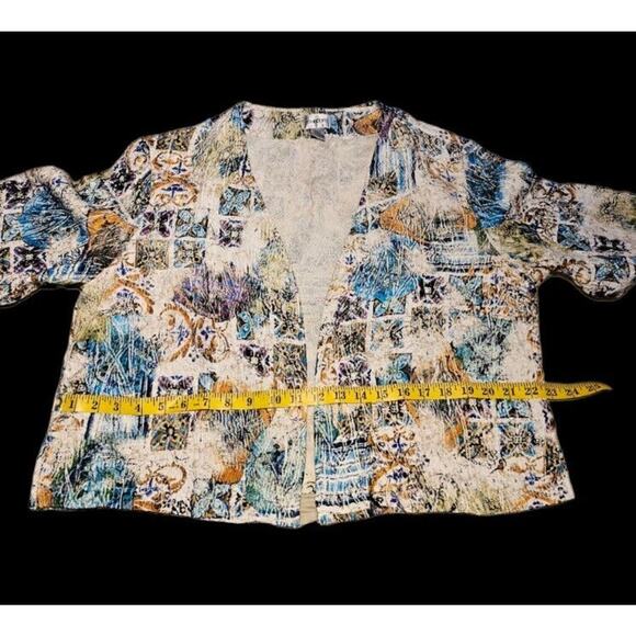 Chicos  Cardigan Silk Blend Open Front Multicolor Jacket Sz 2 - Picture 5 of 10